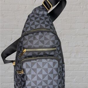 Geometric Black Sling Bag